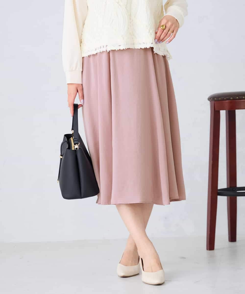 K2HFD14049 a.v.v(アー・ヴェ・ヴェ) 【洗える/イージーケア】シルキーサテンフレアスカート ピンク