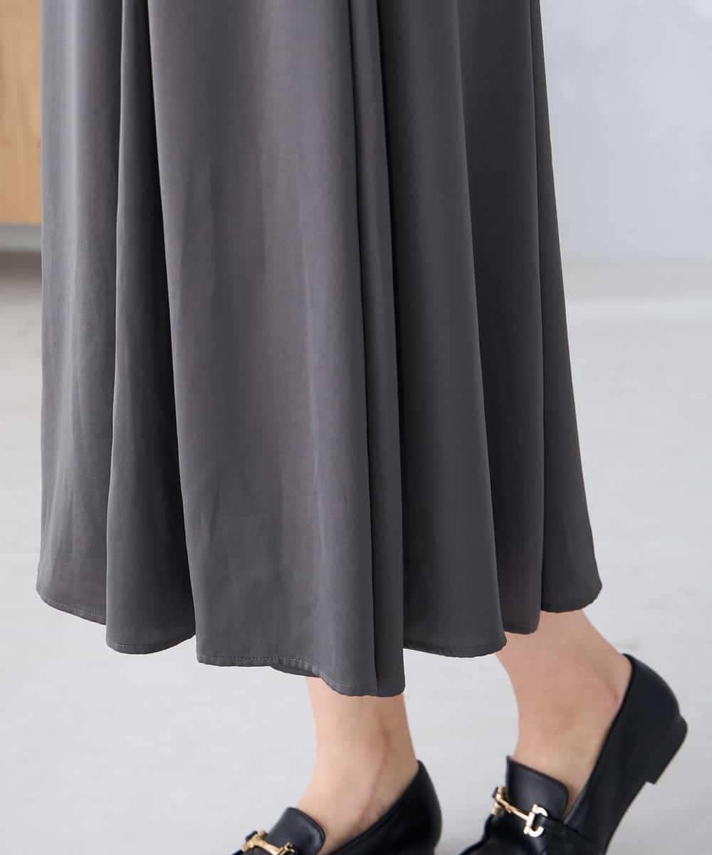 K2HFD14049 a.v.v(アー・ヴェ・ヴェ) 【洗える/イージーケア】シルキーサテンフレアスカート ピンク