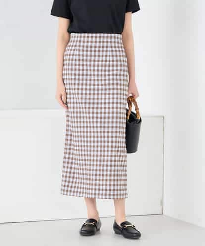 K2HFD15054 a.v.v 【洗濯機で洗える】ギンガムチェック柄ナロースカート