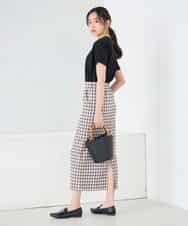 K2HFD15054 a.v.v(アー・ヴェ・ヴェ) 【洗濯機で洗える】ギンガムチェック柄ナロースカート ブラウン×ライトブルーギンガム