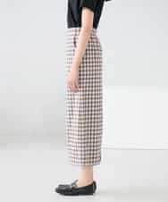 K2HFD15054 a.v.v(アー・ヴェ・ヴェ) 【洗濯機で洗える】ギンガムチェック柄ナロースカート ブラウン×ライトブルーギンガム