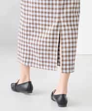 K2HFD15054 a.v.v(アー・ヴェ・ヴェ) 【洗濯機で洗える】ギンガムチェック柄ナロースカート ブラウン×ライトブルーギンガム