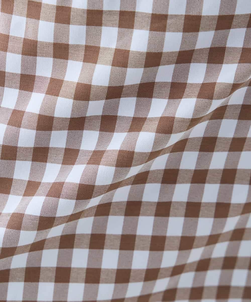 K2HFD15054 a.v.v(アー・ヴェ・ヴェ) 【洗濯機で洗える】ギンガムチェック柄ナロースカート ブラウン×ライトブルーギンガム