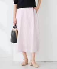 K2HFD16059 a.v.v(アー・ヴェ・ヴェ) 【洗える】ドビーストライプフレアスカート ピンク