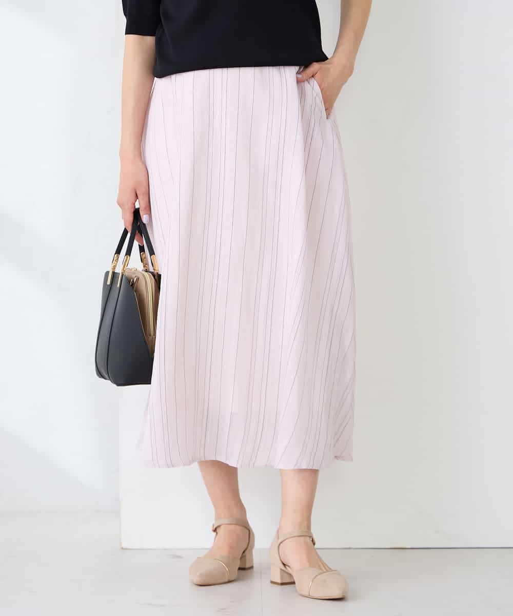 K2HFD16059 a.v.v(アー・ヴェ・ヴェ) 【洗える】ドビーストライプフレアスカート ピンク