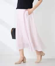 K2HFD16059 a.v.v(アー・ヴェ・ヴェ) 【洗える】ドビーストライプフレアスカート ピンク