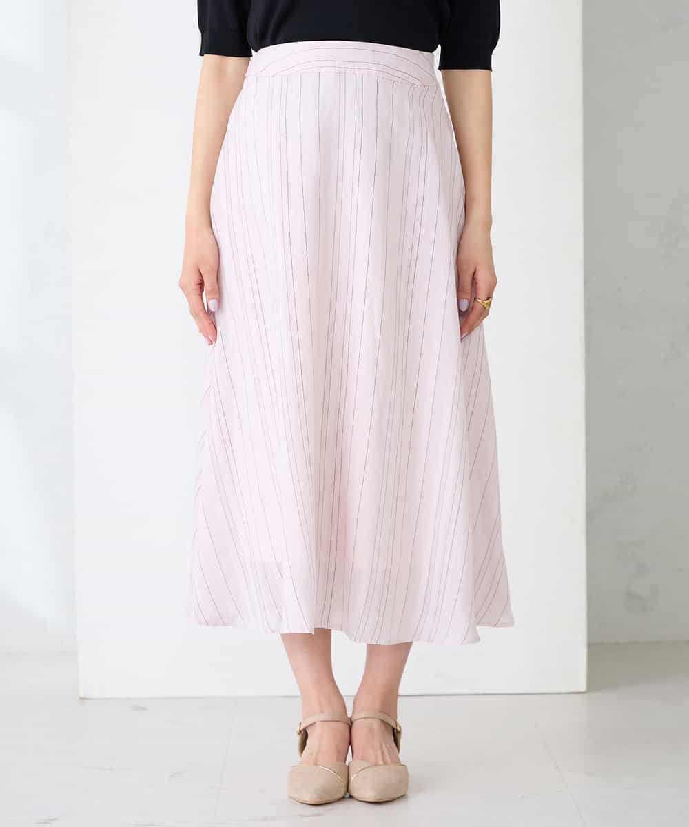 K2HFD16059 a.v.v(アー・ヴェ・ヴェ) 【洗える】ドビーストライプフレアスカート ピンク