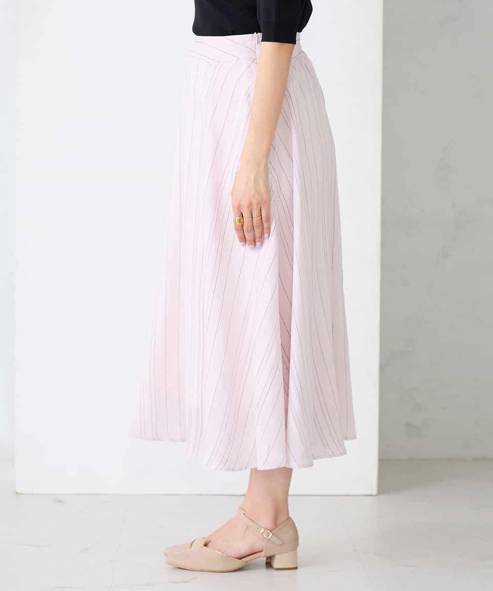 K2HFD16059 a.v.v(アー・ヴェ・ヴェ) 【洗える】ドビーストライプフレアスカート ピンク