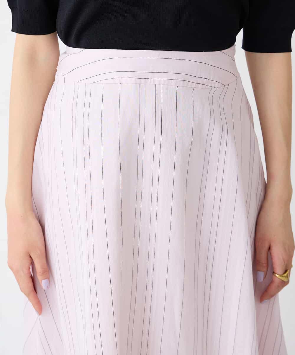 K2HFD16059 a.v.v(アー・ヴェ・ヴェ) 【洗える】ドビーストライプフレアスカート ピンク