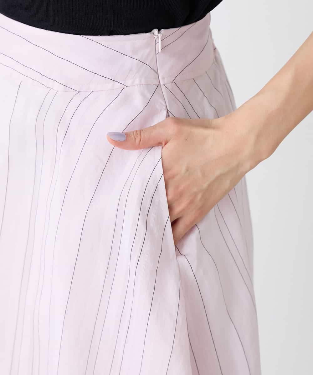 K2HFD16059 a.v.v(アー・ヴェ・ヴェ) 【洗える】ドビーストライプフレアスカート ピンク