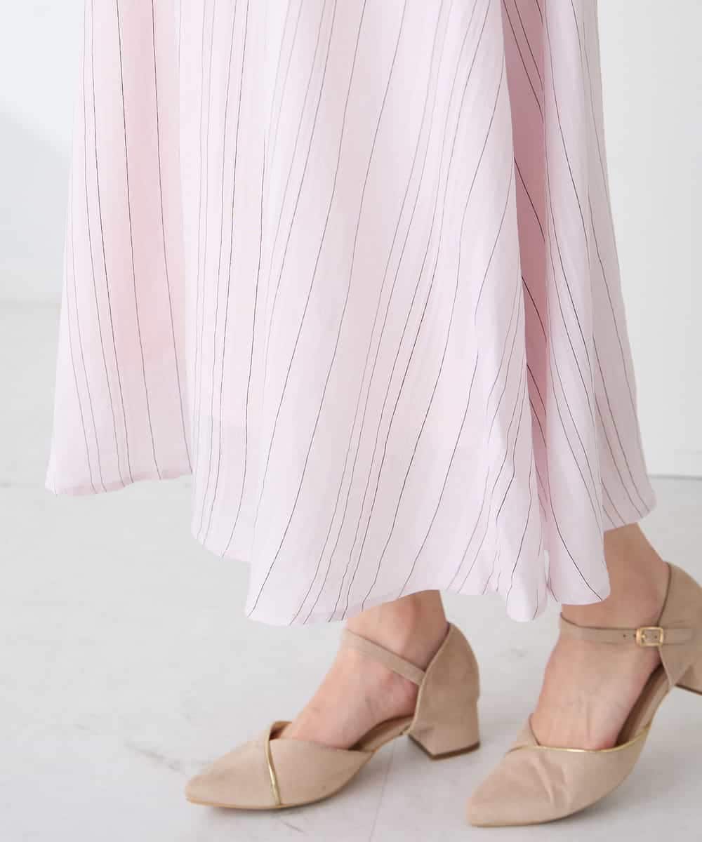 K2HFD16059 a.v.v(アー・ヴェ・ヴェ) 【洗える】ドビーストライプフレアスカート ピンク