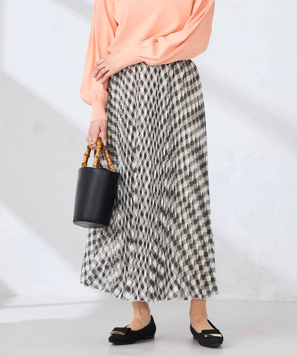 K2HFD20059 a.v.v(アー・ヴェ・ヴェ) ギンガムチェックプリーツスカート ブラック