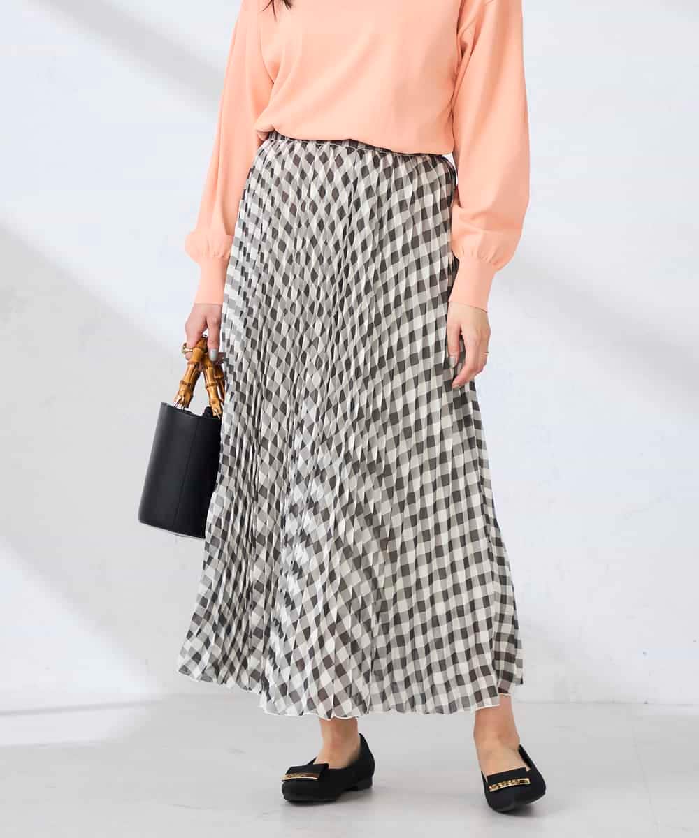 K2HFD20059 a.v.v(アー・ヴェ・ヴェ) ギンガムチェックプリーツスカート ブラック