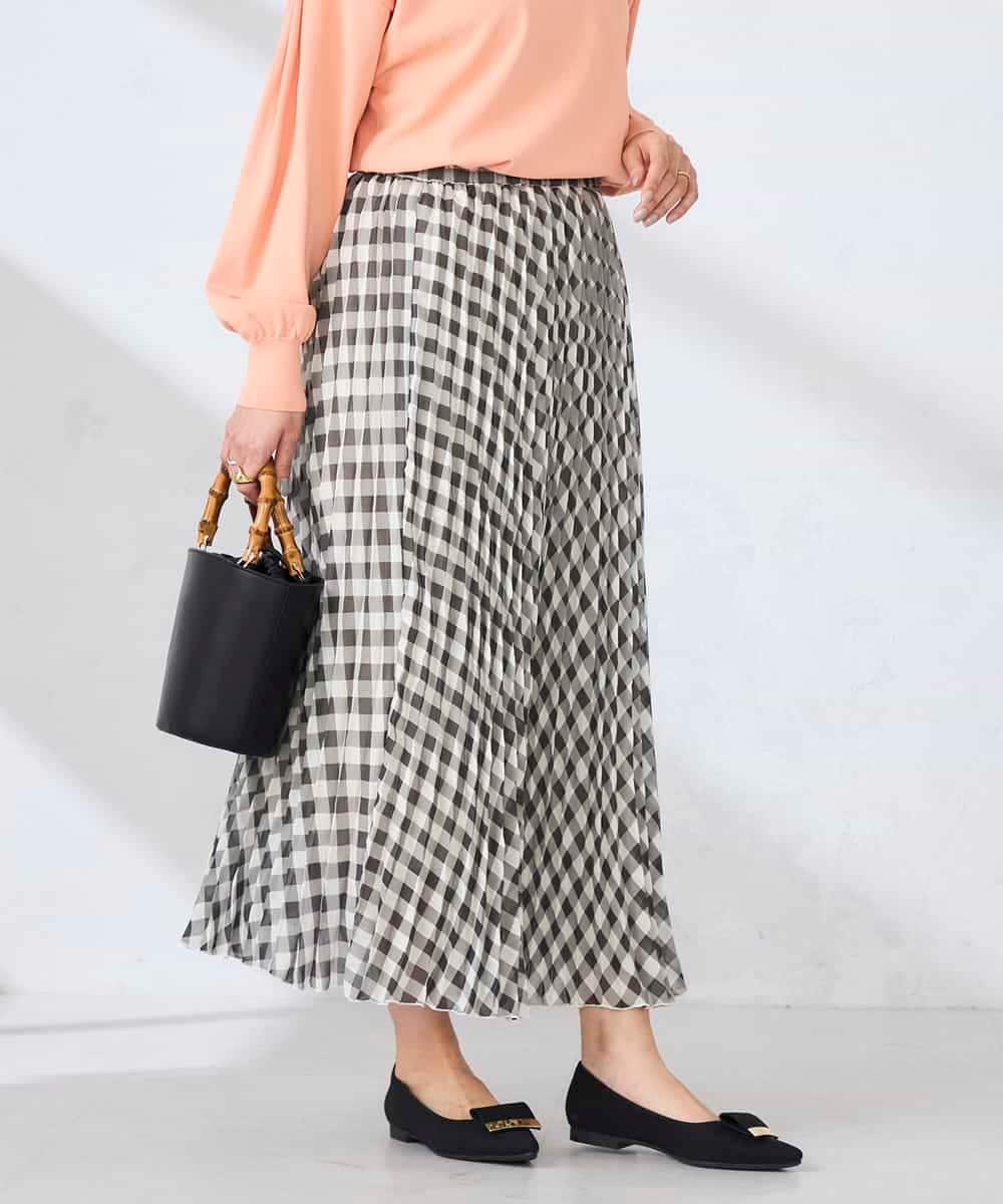 K2HFD20059 a.v.v(アー・ヴェ・ヴェ) ギンガムチェックプリーツスカート ブラック