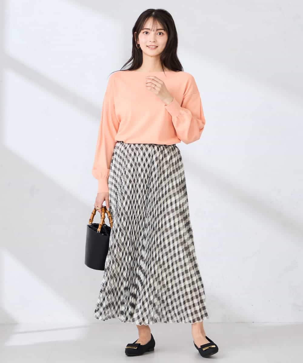 K2HFD20059 a.v.v(アー・ヴェ・ヴェ) ギンガムチェックプリーツスカート ブラック