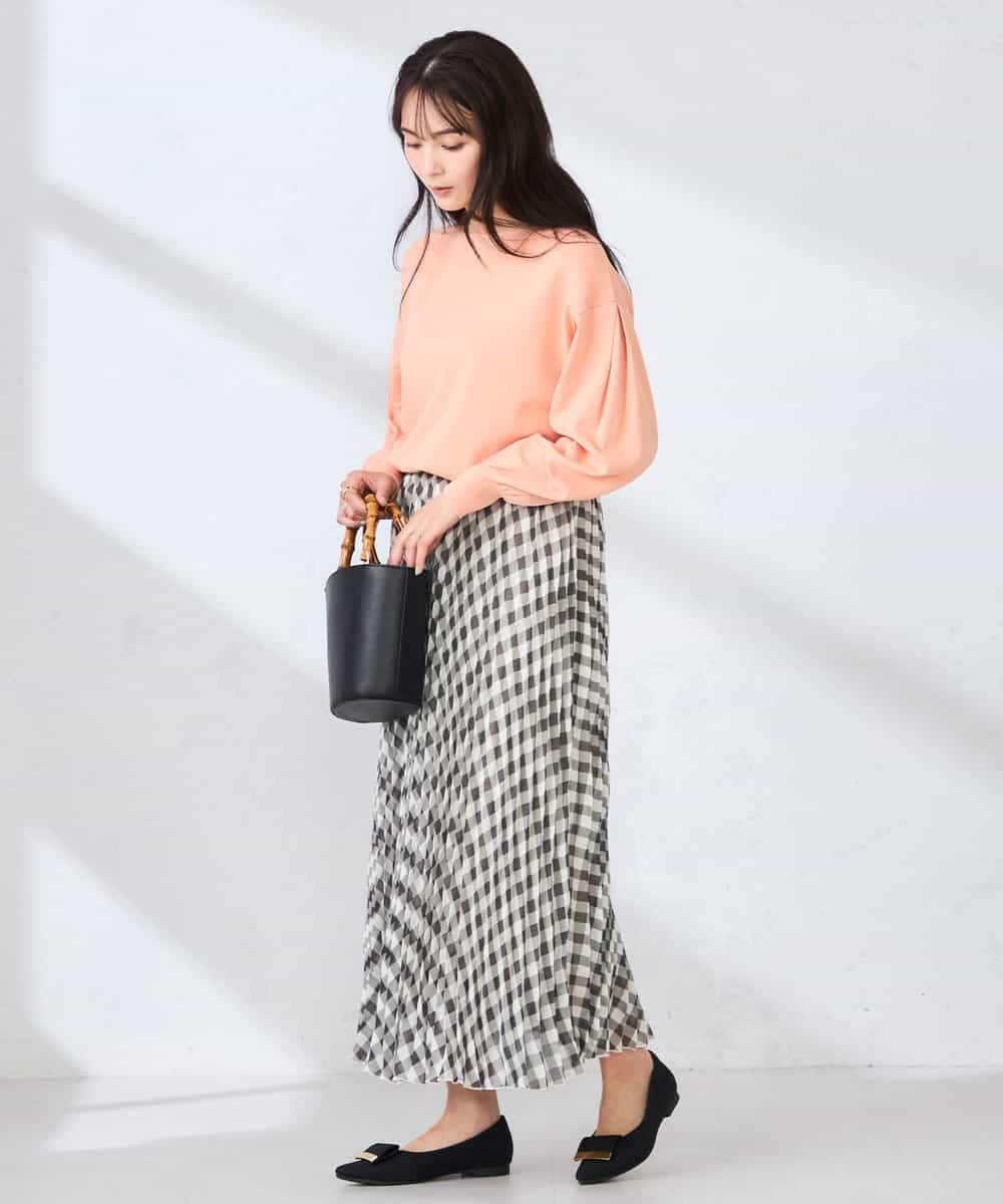 K2HFD20059 a.v.v(アー・ヴェ・ヴェ) ギンガムチェックプリーツスカート ブラック