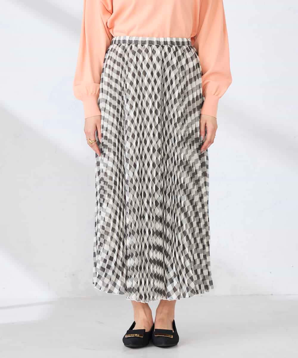 K2HFD20059 a.v.v(アー・ヴェ・ヴェ) ギンガムチェックプリーツスカート ブラック