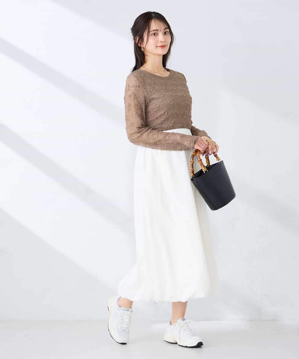 K2HFD21059 a.v.v(アー・ヴェ・ヴェ) バルーンスカート ホワイト