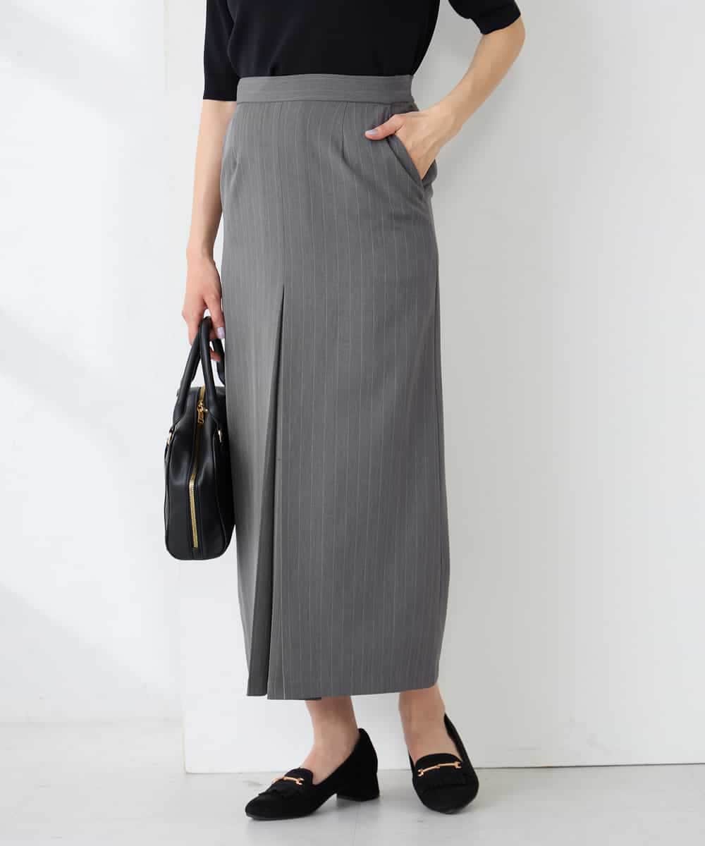 K2HFD22059 a.v.v(アー・ヴェ・ヴェ) ストライプナロースカート グレー