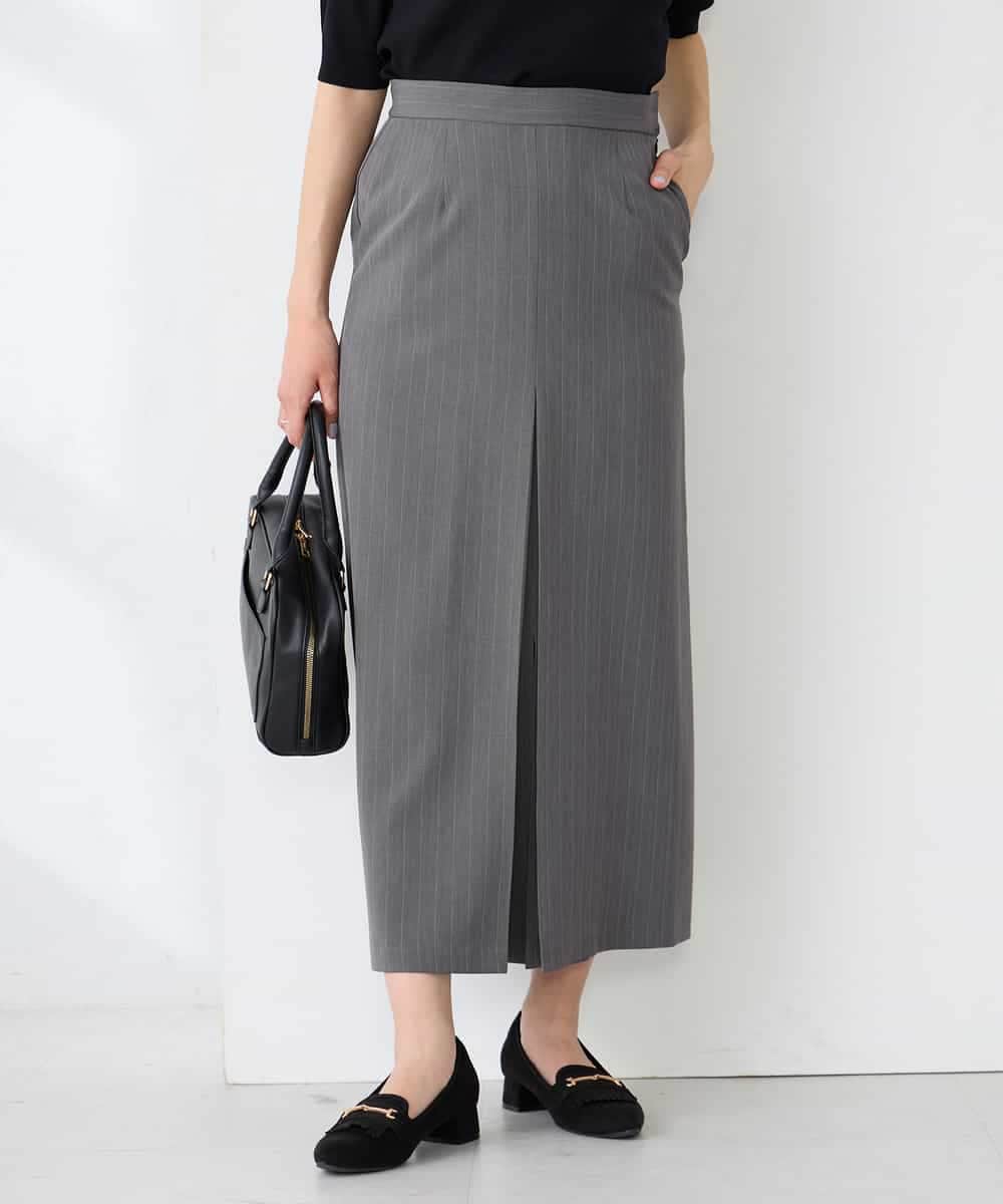 K2HFD22059 a.v.v(アー・ヴェ・ヴェ) ストライプナロースカート グレー