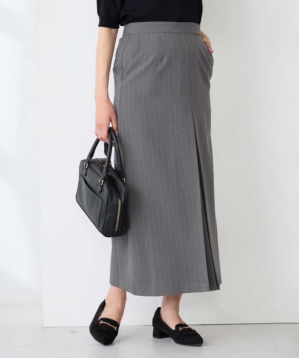 K2HFD22059 a.v.v(アー・ヴェ・ヴェ) ストライプナロースカート グレー