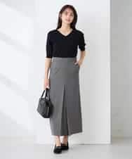 K2HFD22059 a.v.v(アー・ヴェ・ヴェ) ストライプナロースカート グレー