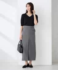 K2HFD22059 a.v.v(アー・ヴェ・ヴェ) ストライプナロースカート グレー