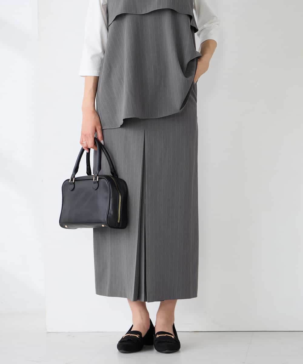 K2HFD22059 a.v.v(アー・ヴェ・ヴェ) ストライプナロースカート グレー