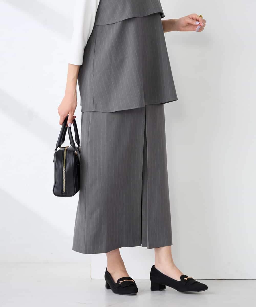 K2HFD22059 a.v.v(アー・ヴェ・ヴェ) ストライプナロースカート グレー