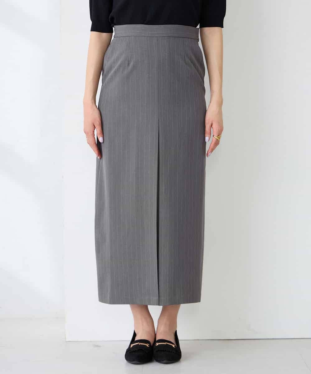 K2HFD22059 a.v.v(アー・ヴェ・ヴェ) ストライプナロースカート グレー