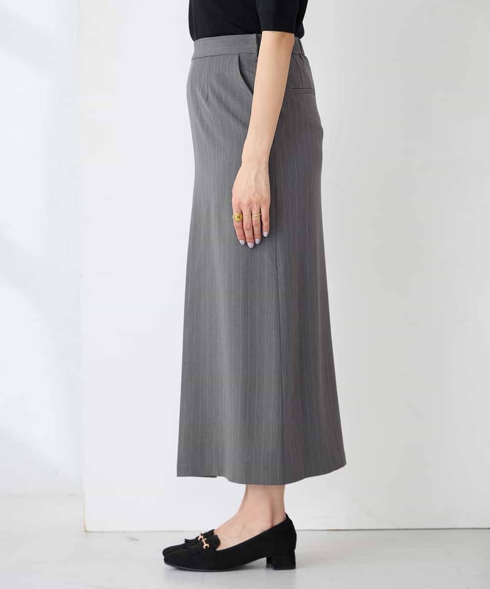 K2HFD22059 a.v.v(アー・ヴェ・ヴェ) ストライプナロースカート グレー