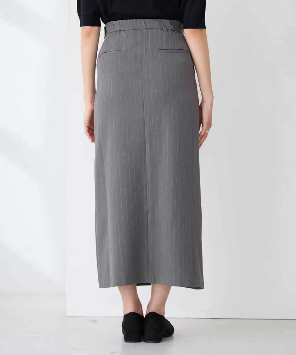 K2HFD22059 a.v.v(アー・ヴェ・ヴェ) ストライプナロースカート グレー
