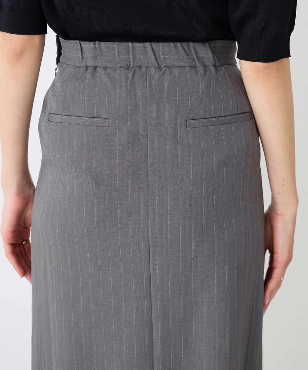 K2HFD22059 a.v.v(アー・ヴェ・ヴェ) ストライプナロースカート グレー