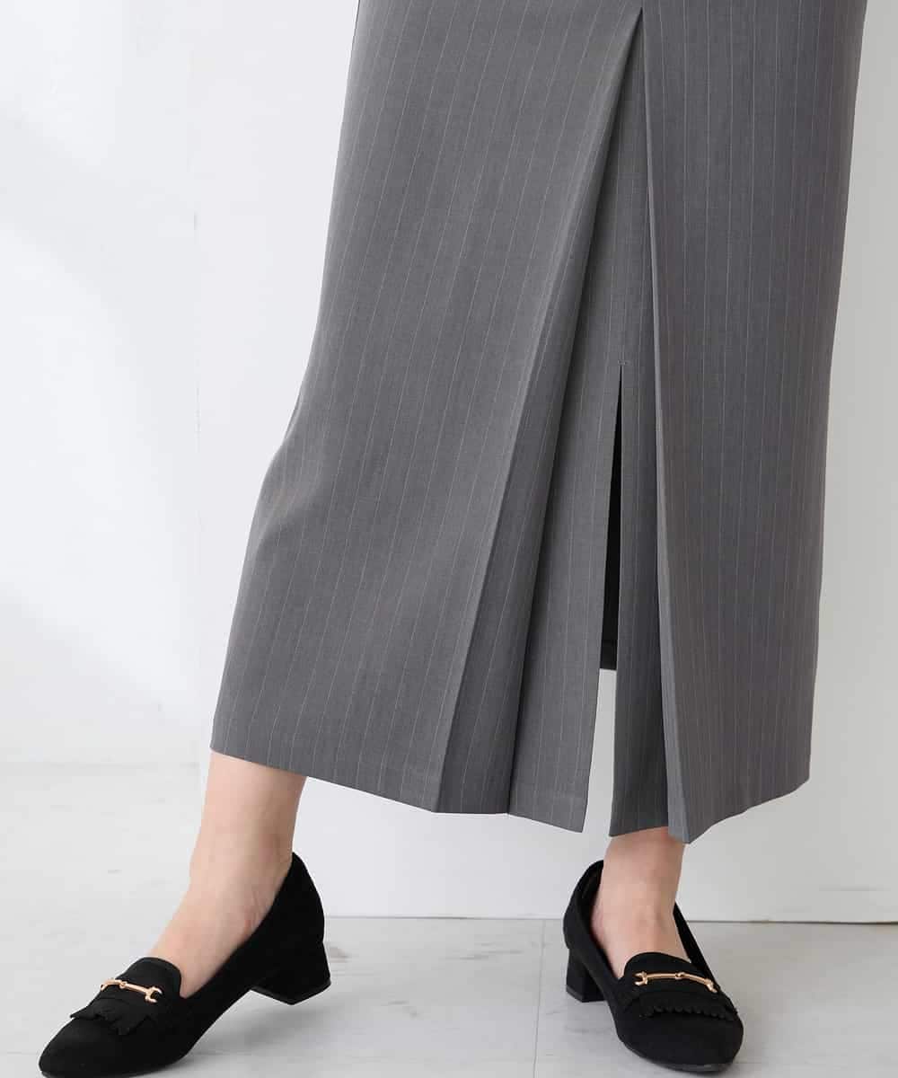 K2HFD22059 a.v.v(アー・ヴェ・ヴェ) ストライプナロースカート グレー