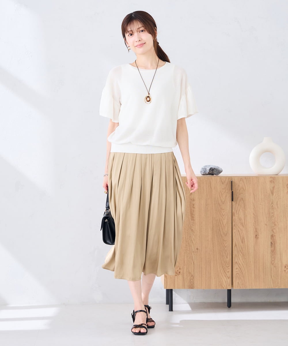 K2HGD18049 a.v.v(アー・ヴェ・ヴェ) エアリーサテンフレアスカート ブルー