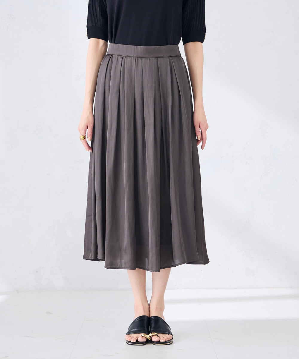 K2HGD18049 a.v.v(アー・ヴェ・ヴェ) エアリーサテンフレアスカート ブルー