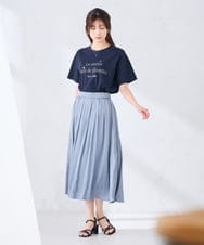 K2HGD18049 a.v.v(アー・ヴェ・ヴェ) エアリーサテンフレアスカート ブルー