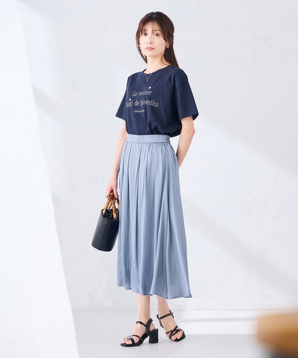 K2HGD18049 a.v.v(アー・ヴェ・ヴェ) エアリーサテンフレアスカート ブルー
