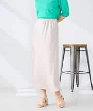 K2HGD24054 a.v.v(アー・ヴェ・ヴェ) ソフトマーメイドサテンスカート【マシンウォッシャブル】 グレージュ