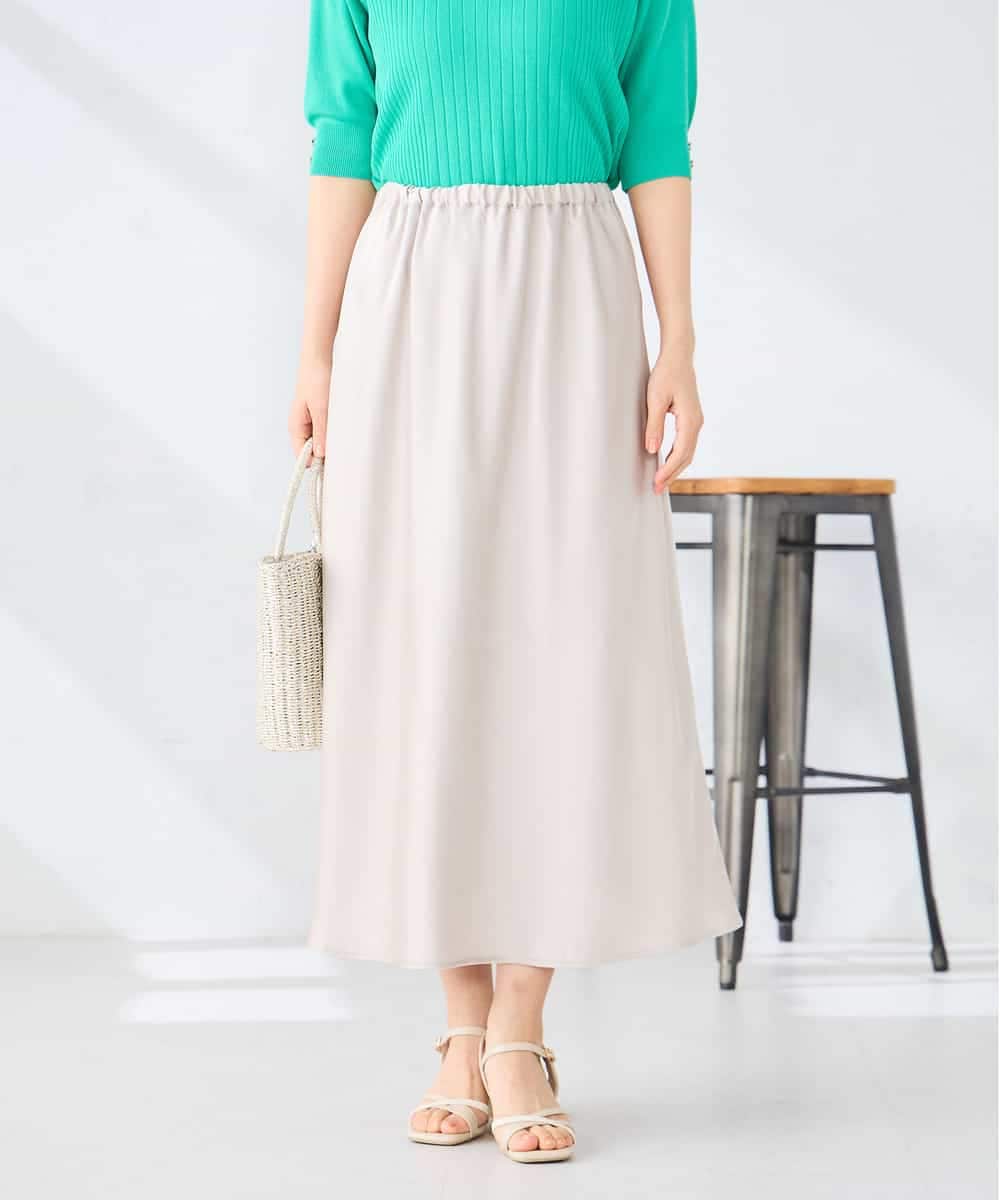 K2HGD24054 a.v.v(アー・ヴェ・ヴェ) ソフトマーメイドサテンスカート【マシンウォッシャブル】 ブラック