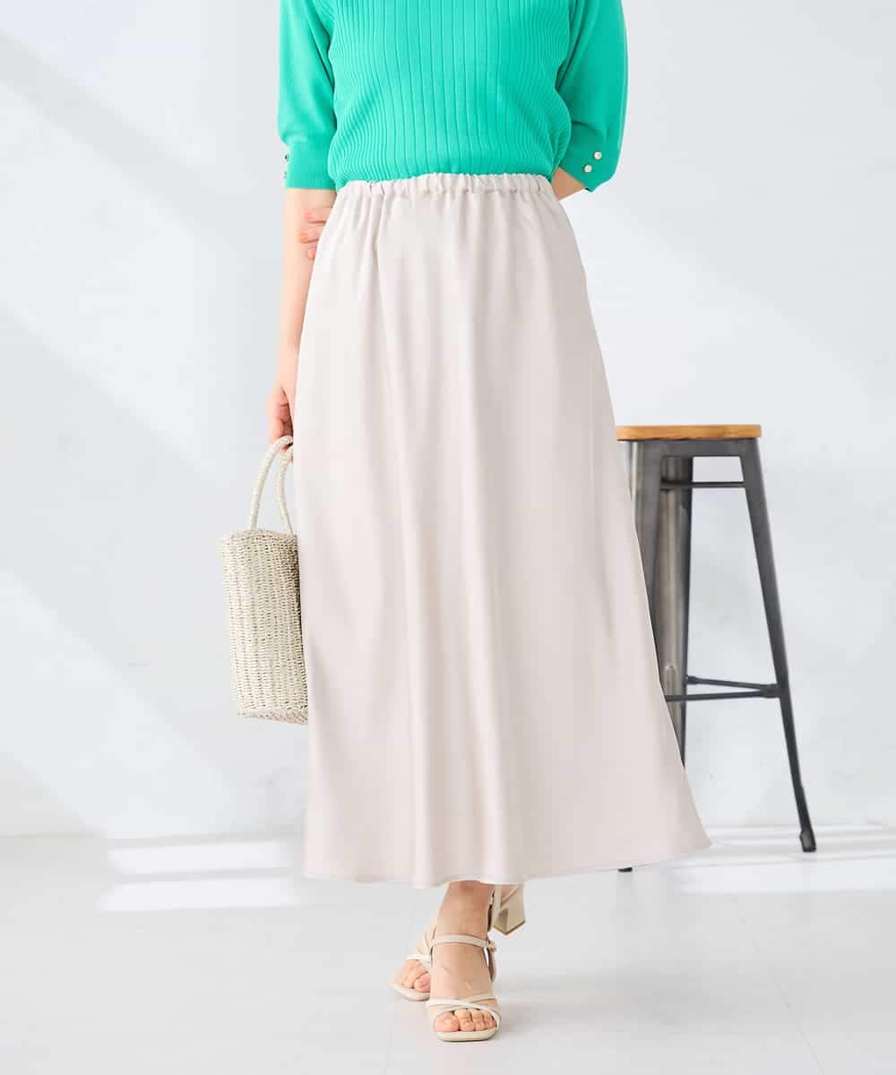 K2HGD24054 a.v.v(アー・ヴェ・ヴェ) ソフトマーメイドサテンスカート【マシンウォッシャブル】 ブラック