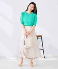 K2HGD24054 a.v.v(アー・ヴェ・ヴェ) ソフトマーメイドサテンスカート【マシンウォッシャブル】 ブラック