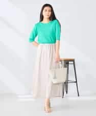 K2HGD24054 a.v.v(アー・ヴェ・ヴェ) ソフトマーメイドサテンスカート【マシンウォッシャブル】 ブラック