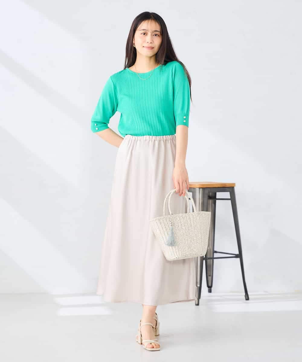 K2HGD24054 a.v.v(アー・ヴェ・ヴェ) ソフトマーメイドサテンスカート【マシンウォッシャブル】 ブラック