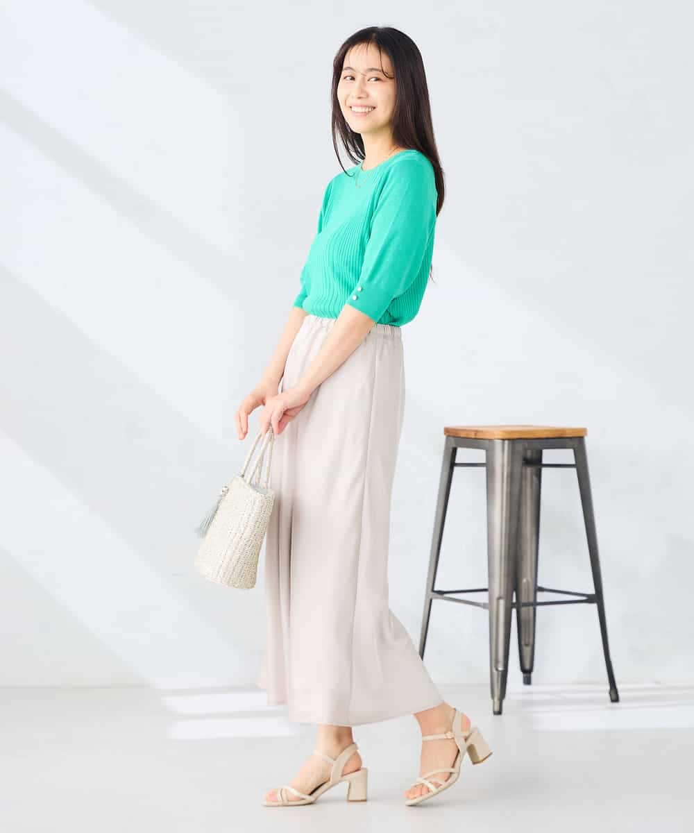 K2HGD24054 a.v.v(アー・ヴェ・ヴェ) ソフトマーメイドサテンスカート【マシンウォッシャブル】 ブラック