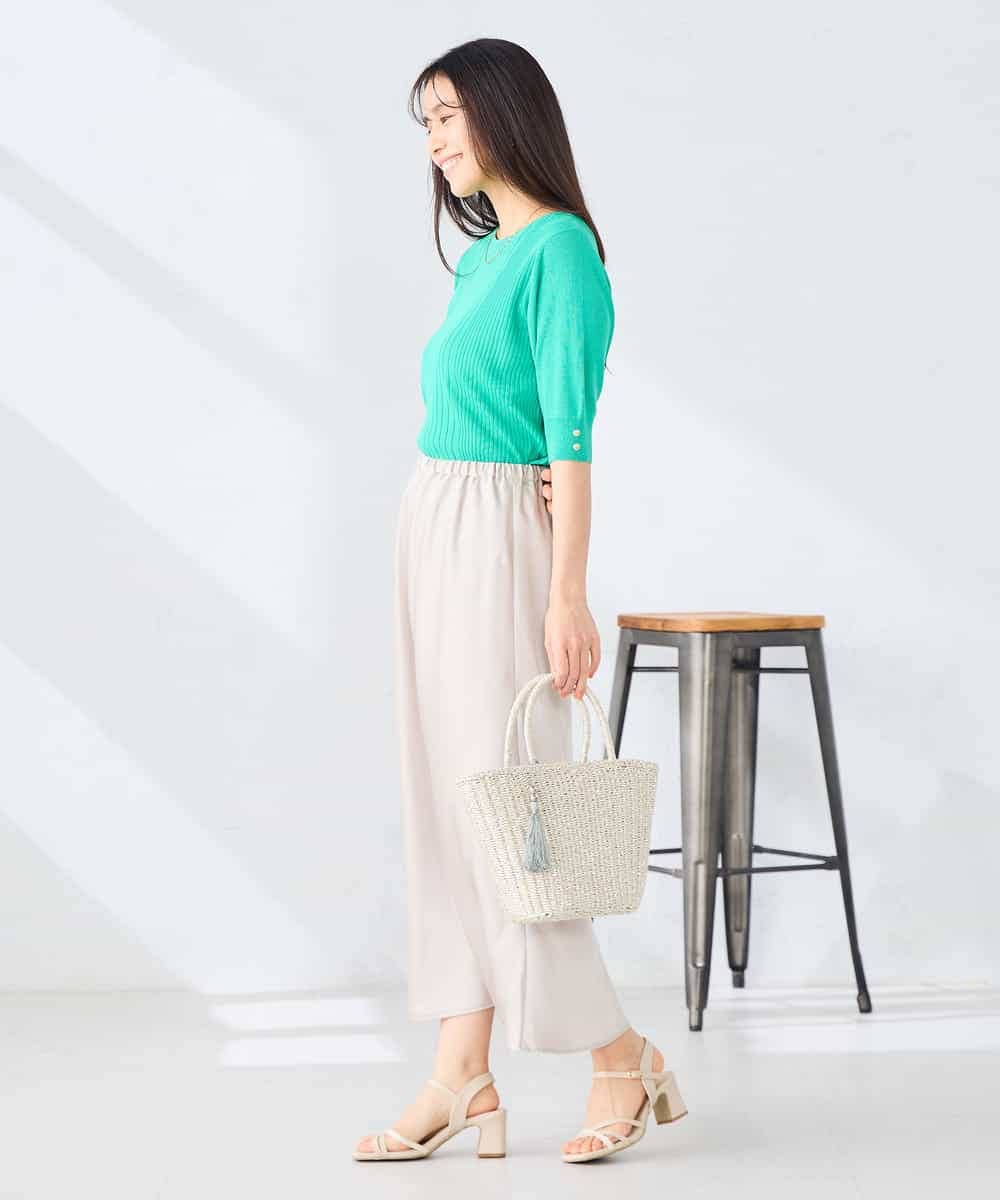 K2HGD24054 a.v.v(アー・ヴェ・ヴェ) ソフトマーメイドサテンスカート【マシンウォッシャブル】 ブラック