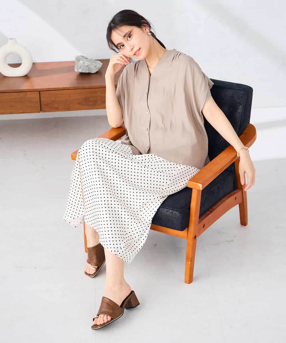 K2HGD24054 a.v.v(アー・ヴェ・ヴェ) ソフトマーメイドサテンスカート【マシンウォッシャブル】 ブラック