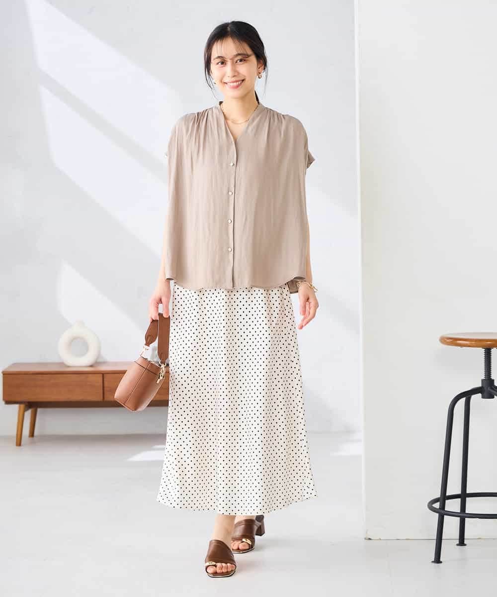 K2HGD24054 a.v.v(アー・ヴェ・ヴェ) ソフトマーメイドサテンスカート【マシンウォッシャブル】 ブラック