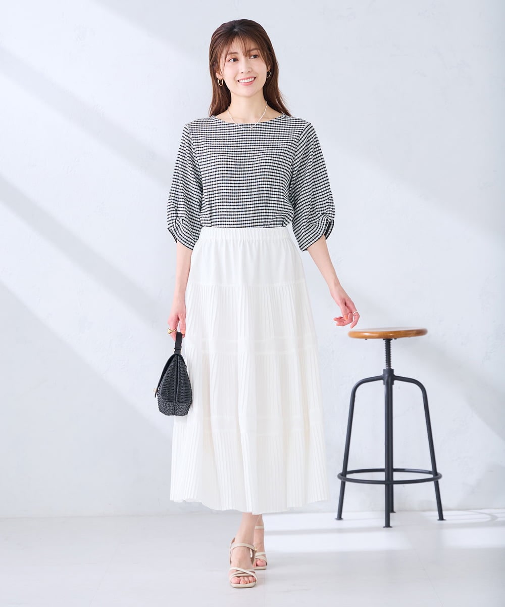 K2HGD25059 a.v.v(アー・ヴェ・ヴェ) 【洗える】ティアードプリーツスカート カーキ