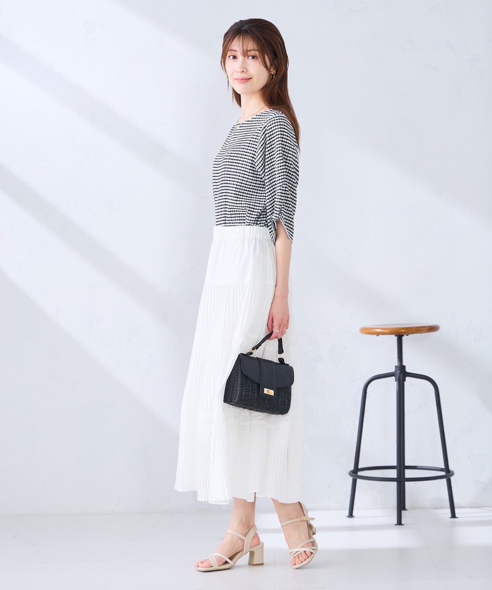 K2HGD25059 a.v.v(アー・ヴェ・ヴェ) 【洗える】ティアードプリーツスカート カーキ